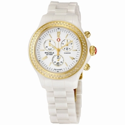MICHELE JETWAY DIAMOND MWW17B000007 WOMENS WHITE CERAMIC WATCH $2095.00 RETAIL