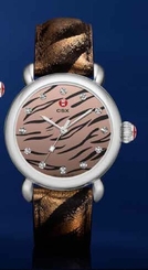 New Michele Limited ed CSX 36 Tiger Animal Print Diamond Watch Mw03t00a0985