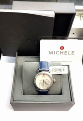 NEW MICHELE MW03T01A1058 CSX JARDIN DIAMOND WHITE MOP Blue Band WOMEN'S WATCH
