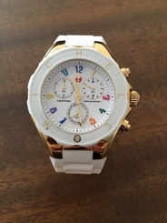 MICHELE TAHITIAN JELLY BEAN WHITE GOLD CHRONOGRAPH WOMEN WATCH MWW12F000043 NIB