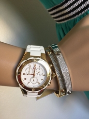 $400 NWT MICHELE TAHITIAN JELLY BEAN Gold/ BLACK MWW12F000006