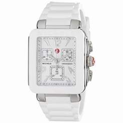 Fake AAA Michele Women's White Silicone Band Steel Case Quartz Analog Watch MWW06L000001 Watch
