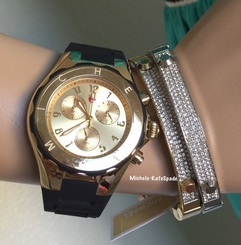 $400 NWT MICHELE TAHITIAN JELLY BEAN Gold/ BLACK MWW12F000034