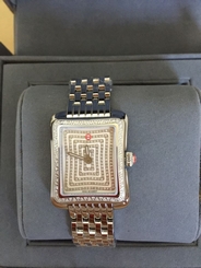 NWT MICHELE DECO MODERNE 2 DIAMOND with PAVE FACE WATCH MWW06Y000023 ($2895+TAX)