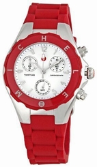 NEW MICHELE TAHITIAN MINI JELLY BEAN SWISS RED SILVER WATCH MWW12D000007
