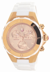 Michele Womens Rose Gold Dial Jelly Bean White Rubber Strap Watch MWW12F000030