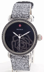 Michele Womens Jardin Black Dial Silver Sparkle Strap Watch MWW03T000072