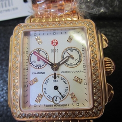 MICHELE DECO LADY'S WATCH CHRONO ALL S/S ROSE GOLD DIAMOND SAPPHIRE MW06P01B4046