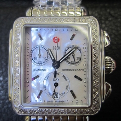 MICHELE DECO LADY'S WATCH CHRONO ALL S/S DIAMOND SAPPHIRE SWISS MWW06P000099