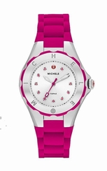 Michele Petite Tahitian Jelly Bean Topaz Silver Pink Silicone Watch MWW12P000002