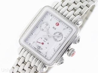 NEW MICHELE DECO DIAMOND WHITE CERAMIC CHRONOGRAPH MW06P01L1001 MWW06P000189