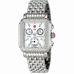 Michele Deco Lades Diamond MOP Dial Diamond Bezel Stainless Watch MWW06P000099