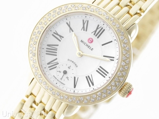 NEW MICHELE SEREIN 12 GOLD DIAMOND BEZEL WHITE MOP MWW21E000013 MW21E01B0025