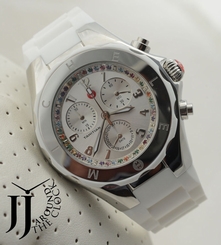 NEW MICHELE TAHITIAN BEAN JELLY BEAN LARGE TOPAZ WHITE SILVER WATCH MWW12F000079