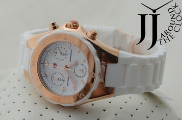 NEW MICHELE TAHITIAN MINI JELLY BEAN SWISS WHITE ROSE GOLD WATCH MWW12D000015