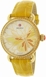 Michele Women's Garden Party MWW05D000015 Yellow Alligator Leather Swiss Quartz