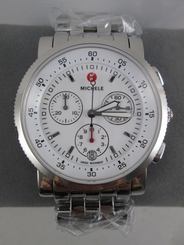NEW Michele White Dial Stainless Steel Silver Sport Sail Watch MWW01C000021 NIB