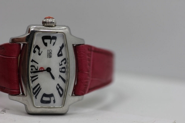 Michele Coquette Retro 71-880 Steel Quartz Ladies Watch Pink Leather New Batt
