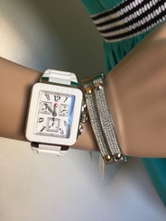%% FLASH SALE %% NWT MICHELE PARK JELLY BEAN SILVER/ White WATCH MWW06L000001