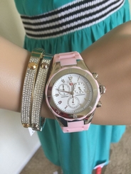 NWT MICHELE TAHITIAN JELLY BEAN CHRONONOGRAPH WATCH MWW12F000026