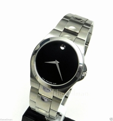Men's Authentic Swiss Made Movado Luno 0605556 Black Dial Stainless Steel Watch