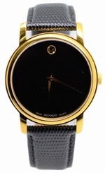 Movado Museum 2100005 Black Dial Black Leather Band Men's Watch 845960049962