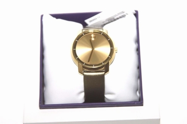Movado Women's Bold 3600312 Gold Leather Swiss Quartz Watch NIB
