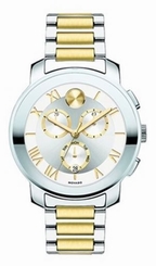 New Movado Unisex Swiss Chronograph Bold Two-Tone Steel Watch 40mm 3600280
