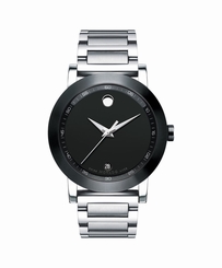 Movado Museum 0606604 Black Dial Stainless Steel Band Mens Watch 885997050623