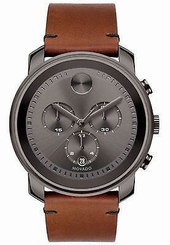 New Movado Bold Swiss Chronograph Rustic Brown Leather Strap Men's Watch 3600367