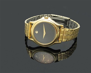 Women's Movado 87-E4-0823 Black Dial Gold Tone Swiss Quartz Watch
