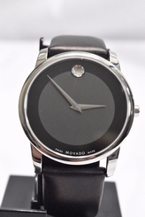 MOVADO Museum 0606502 Sapphire Crystal Black Leather Men's Watch