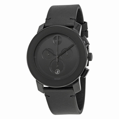 Movado Bold Chronograph 3600337 Black Dial Black Leather Band Unisex Watch