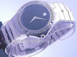 NEW MEN'S MOVADO SE 0604458 SPORTS EDITION SS BLK DIAL 1ct DIAMOND WATCH **** 775924811260