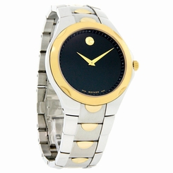 Movado Luno Mens Two Tone Black Dial Stainless Steel Swiss Quartz Watch 0606381