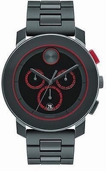 New Bold Black Dial Dark Grey Stainless Steel Men's Chronograph Watch 3600272