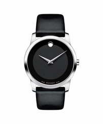Movado Museum 0606502 Quartz Black Dial Black Leather Band Mens Watch 885997007498