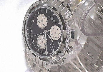 New Men's Movado Esperanza BLK Dial Chrono 0605765 0.70ct Approx Diamond Watch *