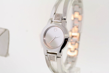 Ladies Movado 0605895 AMOROSA Stainless Steel Mirror Dial Diamond Bangle Watch