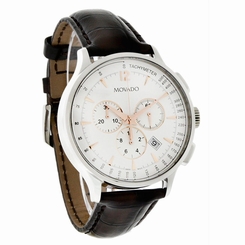 Movado Circa Series Mens Brown Leather Swiss Chronograph Quartz Watch 0606576 885997041799