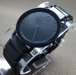 SWISS MOVADO SAPPHIRE BLACK PVD TUXEDO, MODEL # 0606882 MEN'S WATCH,RETAIL$1995