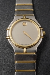 18k SS Ladies 24mm Movado Museum Watch 6" W107