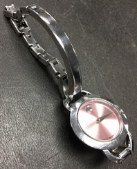 Movado Rondiro Museum Face Bangle Pink Salmon Stainless Wrist Watch