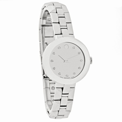 Movado 0606814 Womens Silver Dial Analog Quartz Watch with Stainless Steel Strap