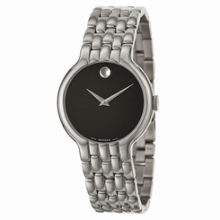 Movado 0606337 Mens Black Dial Quartz Watch with Stainless Steel Strap