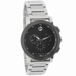 Movado Series 800 Mens Black Dial Swiss Quartz Chronograph Watch 0606792