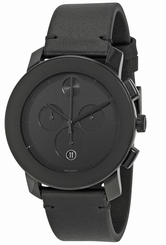 BRAND NEW MOVADO BOLD 3600337 BLACK LEATHER STRAP CHRONOGRAPH DIAL MEN'S WATCH