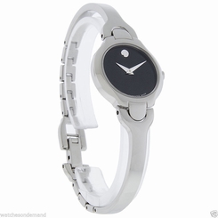 NEW LADIES MOVADO KARA 0605247 STAINLESS STEEL BLACK DIAL WATCH **************** 775924301099