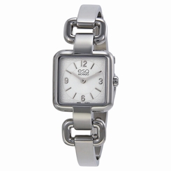 Movado ESQ Women's Swiss Silver Tone Square Watch Stainless Steel Band 7101420