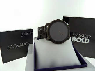 NEW Movado BOLD Large Black Ion-plated Bracelet Swiss Quartz Men's Watch 3600261
